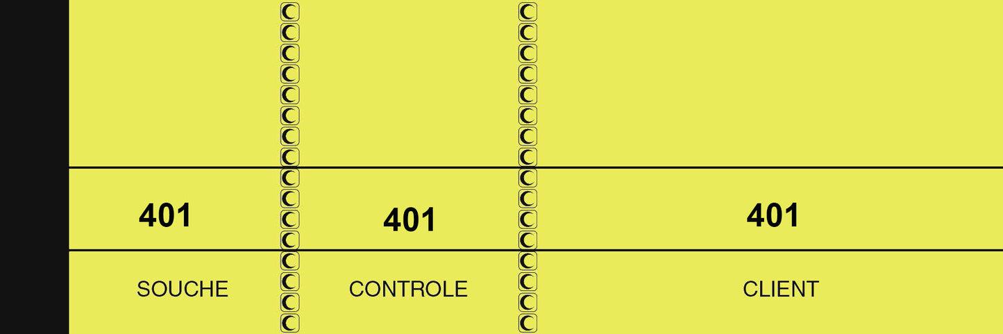 Ref: 213 - Lot de 10 blocs passe-partout jaunes numérotés  - 50x150 - 100 feuillets
