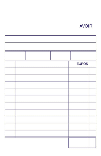 Ref: 2154 - Carnet "Avoir" - 100 x 155 - 50 dupli - vendu par 10