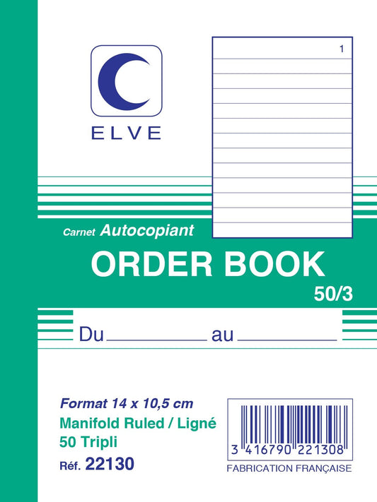 Ref: 22130 - Carnet "Order Book" - A6 - 50 tripli -  vendu par 5