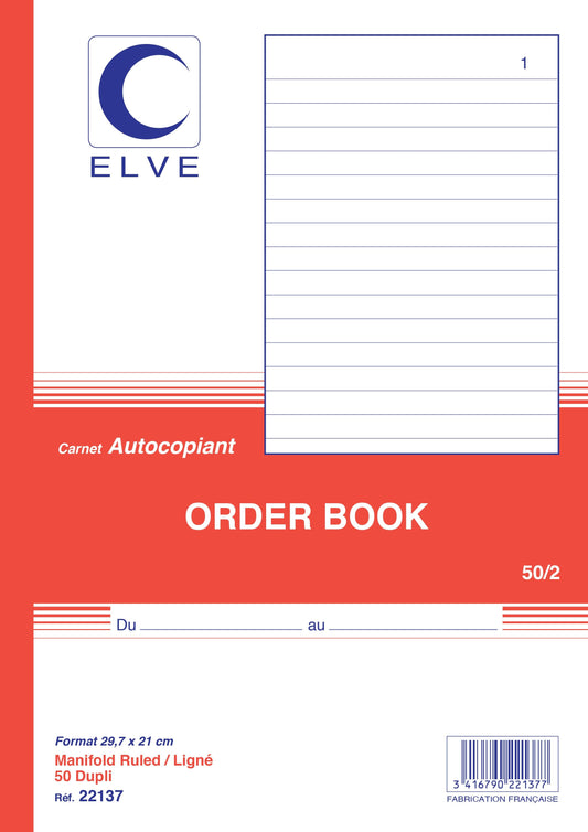 Ref: 22137 - Carnet "Order Book" - A4 - 50 dupli - vendu par 5