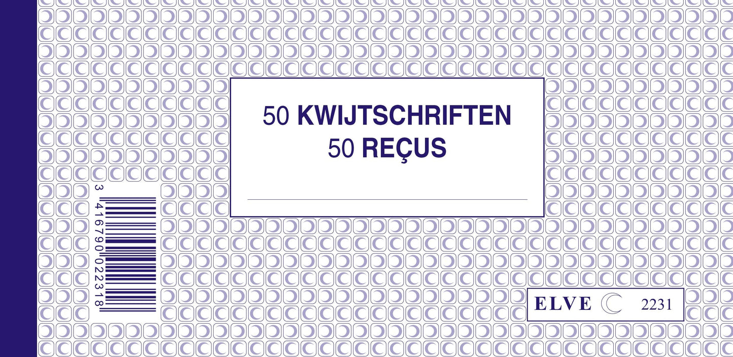 Ref: 2231 - Carnet à souche "Reçus sans TVA-Kwijtschriften" - 102x210 - 50 plis - vendu par 10