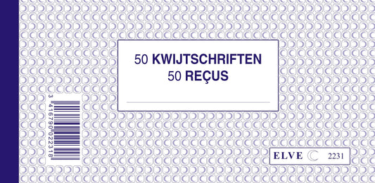 Ref: 2231 - Carnet à souche "Reçus sans TVA-Kwijtschriften" - 102x210 - 50 plis - vendu par 10