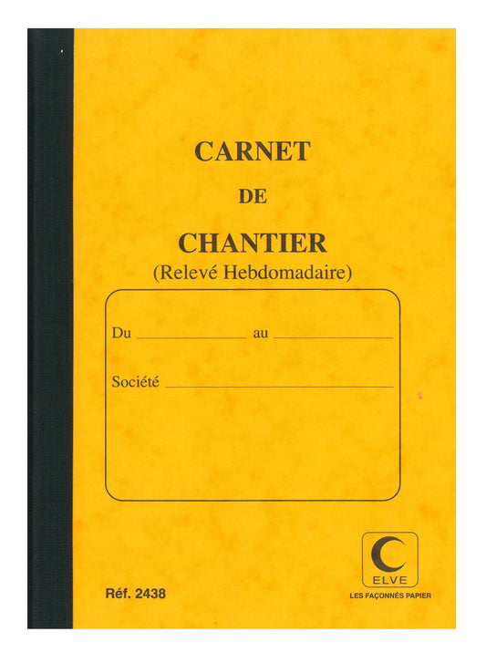 Carnet chantier relevé hebdomadaire - Ref : 2438