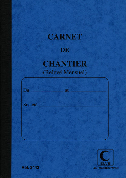 Carnet chantier relevé mensuel - Ref : 2442