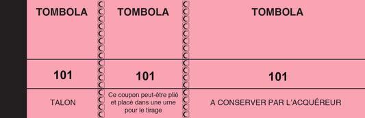 Ref: 254 - Lot de 10 blocs tombola roses numérotés - 50x150 - 100 feuillets