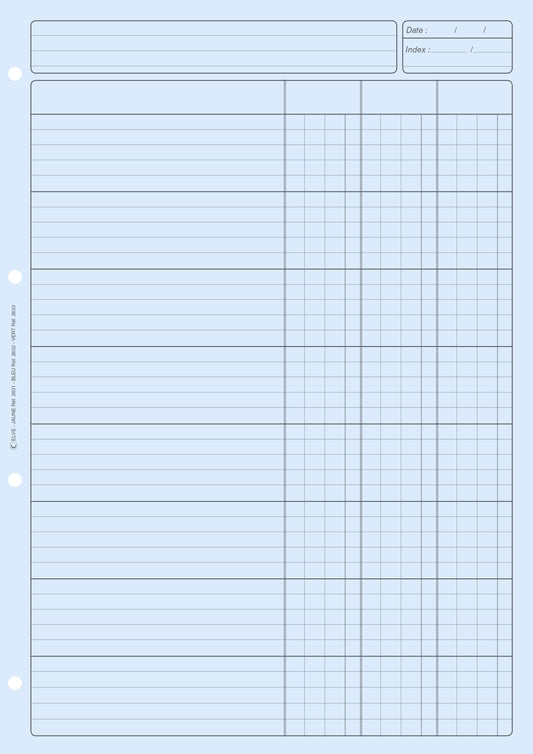 Ref: 2632 - Bloc Audit 3 colonnes 297x210 - 80 pages. Papier offset bleu