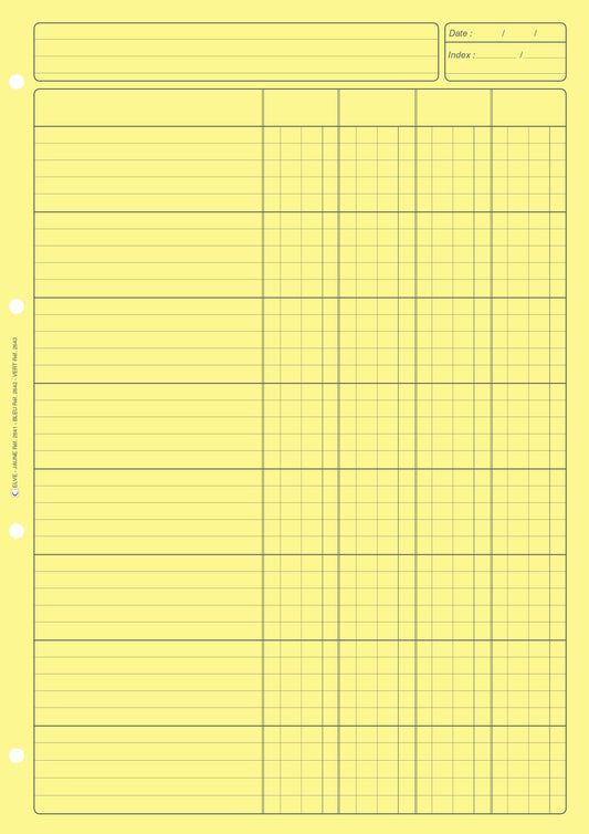 Ref: 2641 - Bloc Audit 4 colonnes 297x210 80 pages. Papier offset jaune