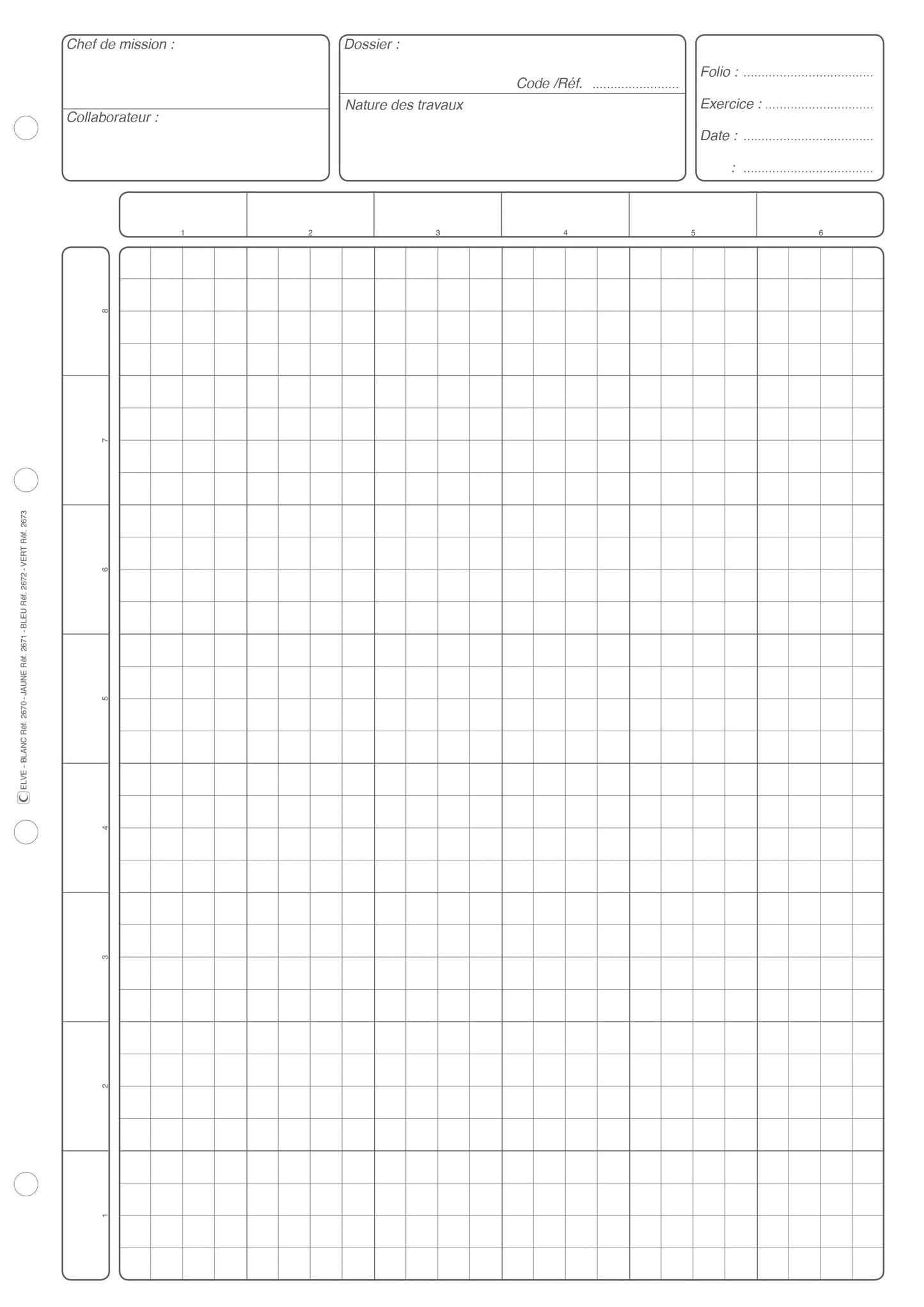 Ref: 2670 - Bloc Audit matrice contrôle interne 297x210 - 80 Pages. Papier offset blanc