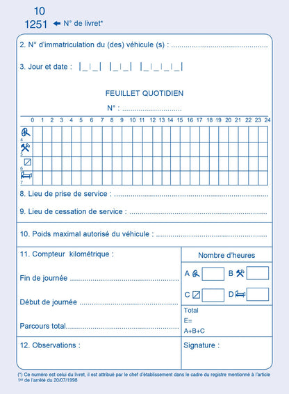 Livret de contrôle pour transporteurs routiers - Ref : 27