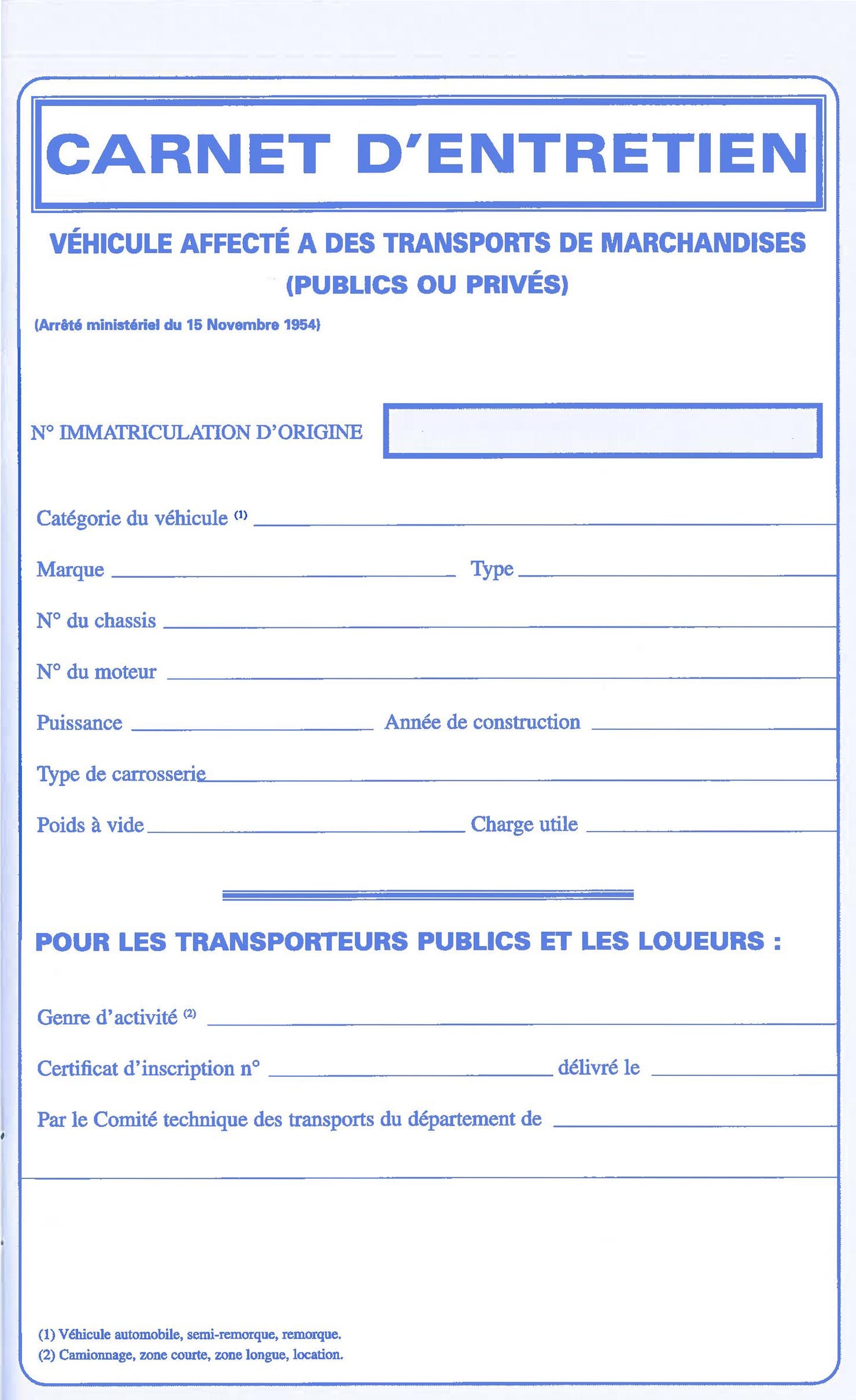 Carnet entretien de véhicule - protège-cahier cristal - Ref : 28