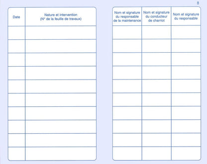 Carnet de maintenance ( Appareil de levage) protège-cahier cristal - Ref : 29