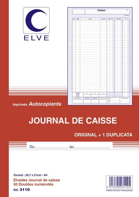 Ref: 3110 - Carnet "Caisse" - A4 - 50 dupli - vendu par 5