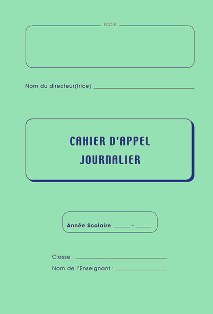 Registre Cahier d'appel journalier avec entaillage latéral - Ref: 36285
