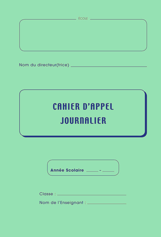 Registre Cahier d'appel journalier avec entaillage latéral - Ref: 36285