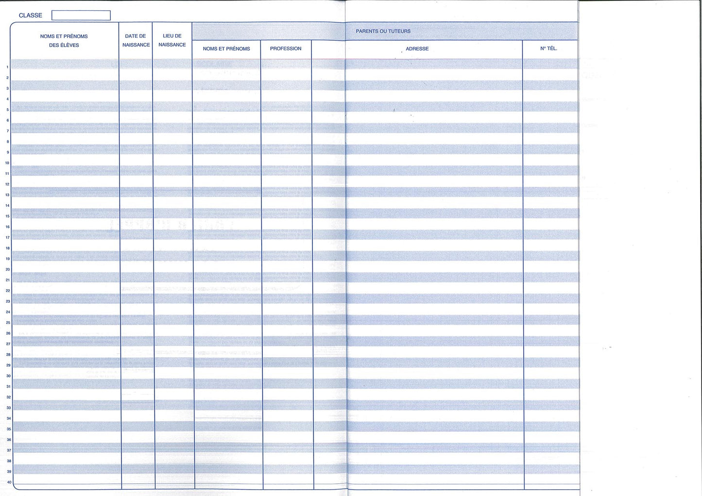 Registre Cahier d'appel journalier avec entaillage latéral - Ref: 36285