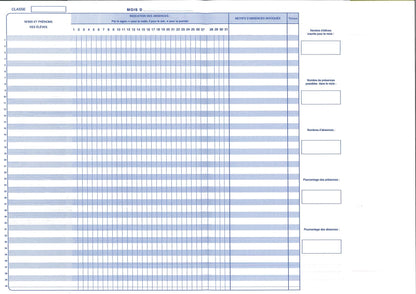 Registre Cahier d'appel journalier avec entaillage latéral - Ref: 36285