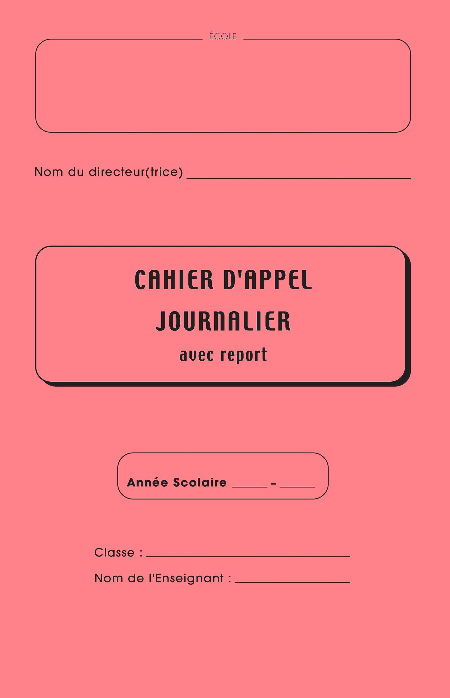 Registre Cahier d'appel journalier non entaillé - Ref : 36286