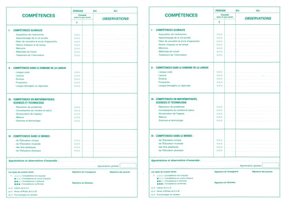Registre livret scolaire d'évaluation Cycle 1 - Vert - Ref : 36699