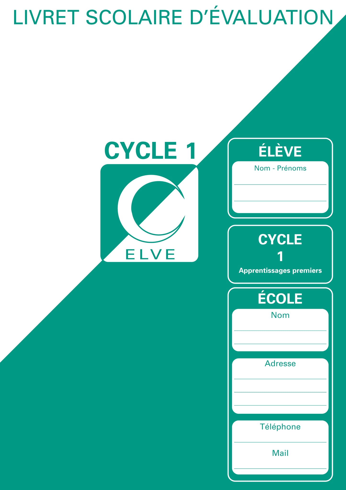 Registre livret scolaire d'évaluation Cycle 1 - Vert - Ref : 36699