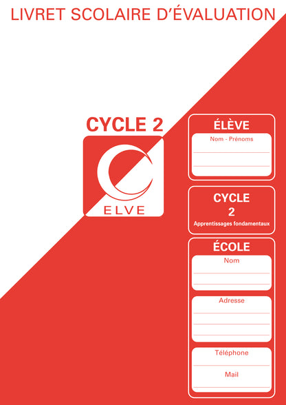 Registre livret scolaire d'évaluation Cycle 2 - Rouge - Ref: 36700