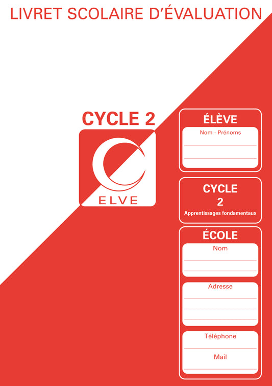Registre livret scolaire d'évaluation Cycle 2 - Rouge - Ref: 36700