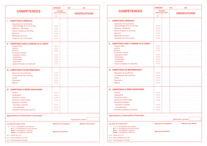 Registre livret scolaire d'évaluation Cycle 2 - Rouge - Ref: 36700