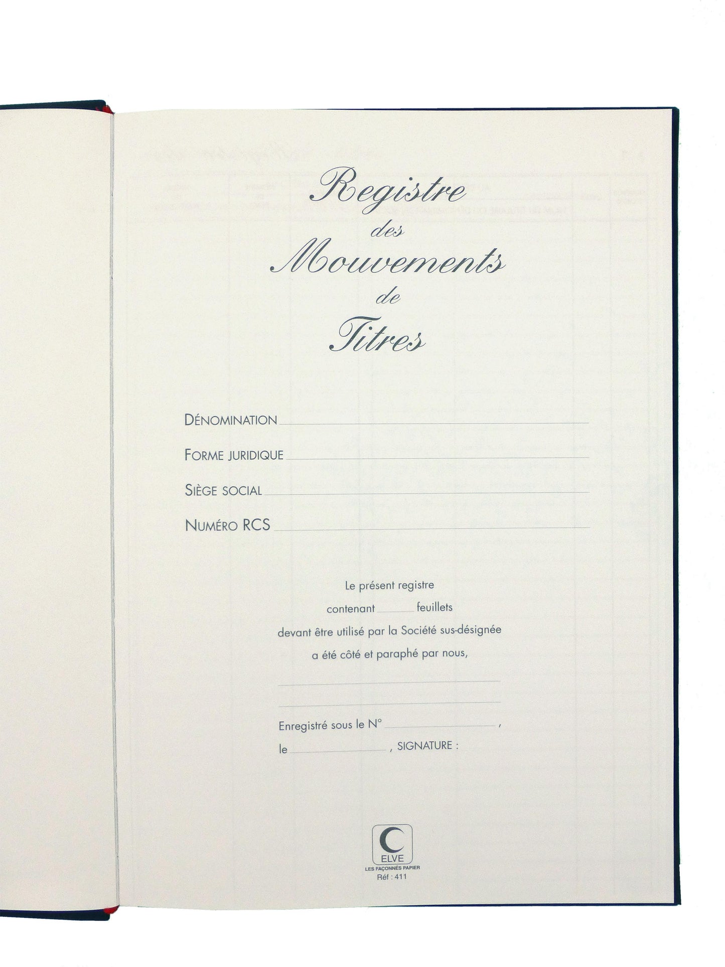 Registre des mouvements de titres - Ref : 411