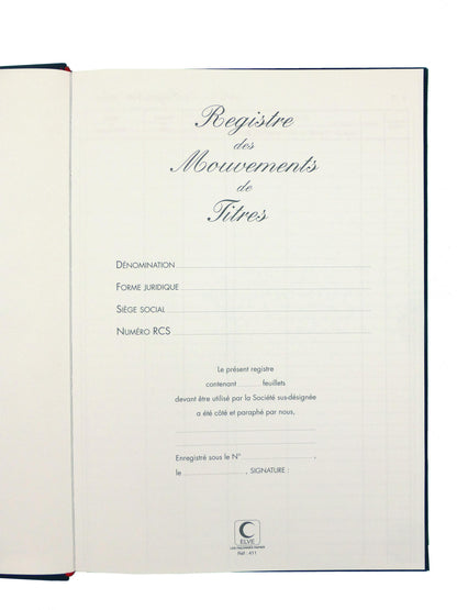 Registre des mouvements de titres - Ref : 411