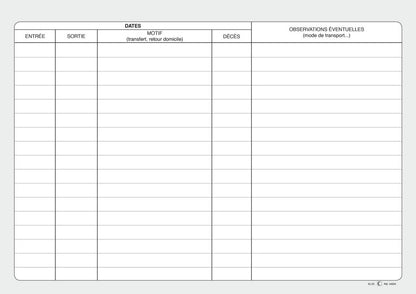Ref: 44004 - Registre des entrées et sorties des résidents dans l'EHPAD 210x297 96 pages