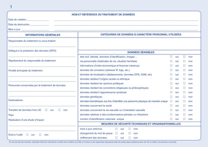 Ref: 45001 - Registre des traitements RGPD A4Y 60 pages foliotées