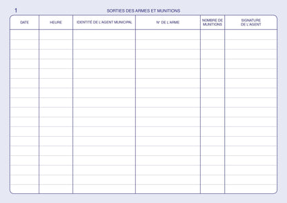 Ref: 45004 - Registre Police municipale : ARMES ET MUNITIONS - 210x297 - 96 pages