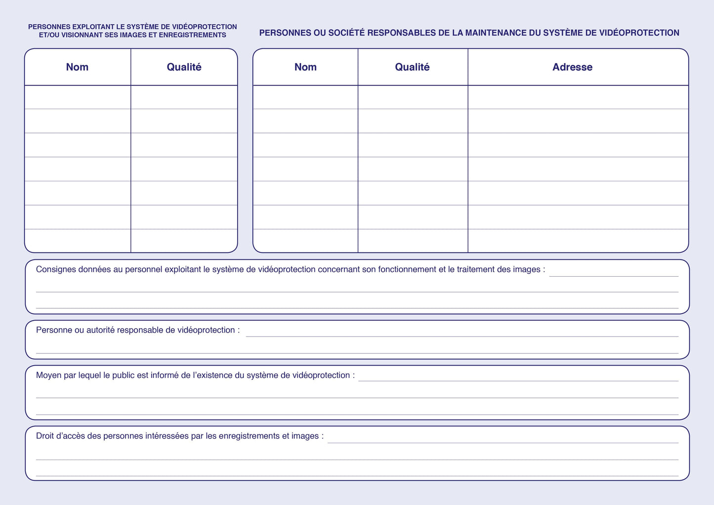 Ref: 46007 - Registre de vidéoprotection 210x297 - 104 pages