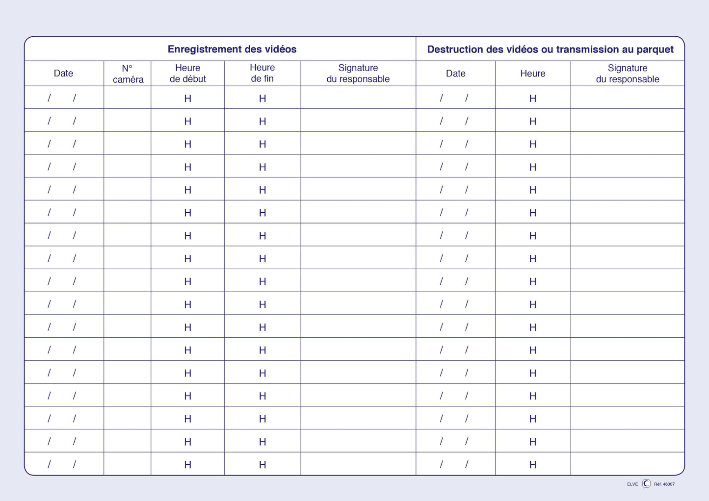 Ref: 46007 - Registre de vidéoprotection 210x297 - 104 pages