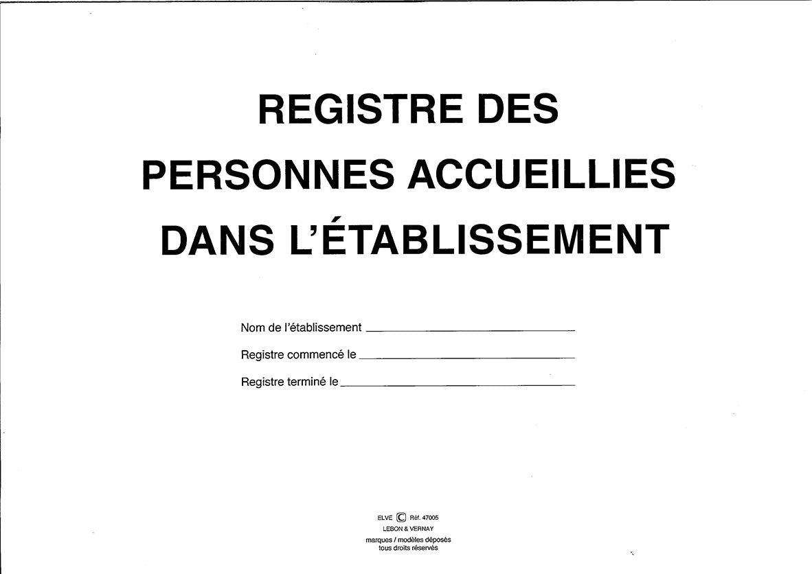 Ref: 47005 - Registre des personnes accueillies dans l'établissement 210x297 -96 pages