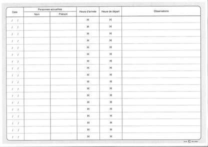 Ref: 47005 - Registre des personnes accueillies dans l'établissement 210x297 -96 pages