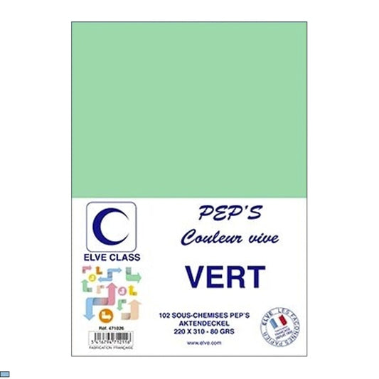 Ref: 471026 - 102 Sous- chemises 220x310 Peps 80grs Vert  - vendu par 10