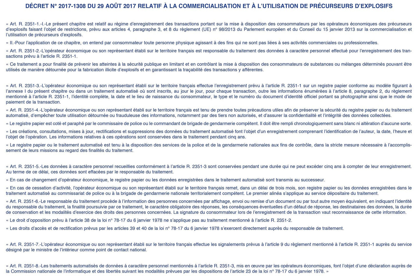 Ref: 49001 - Registre des précurseurs d'explosifs A4Y 96 pages foliotées