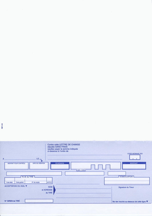 Ref: 518 - Ramette A4 Lettre de Change 100 feuillets - 100 lettres de change avec microperforation pour découpe