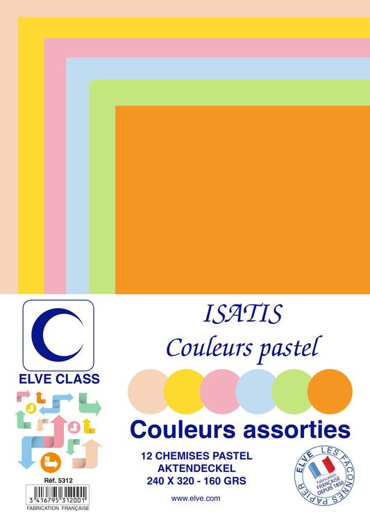 12 Chemises Isatis 6 couleurs assorties recyclé  - Ref: 5312