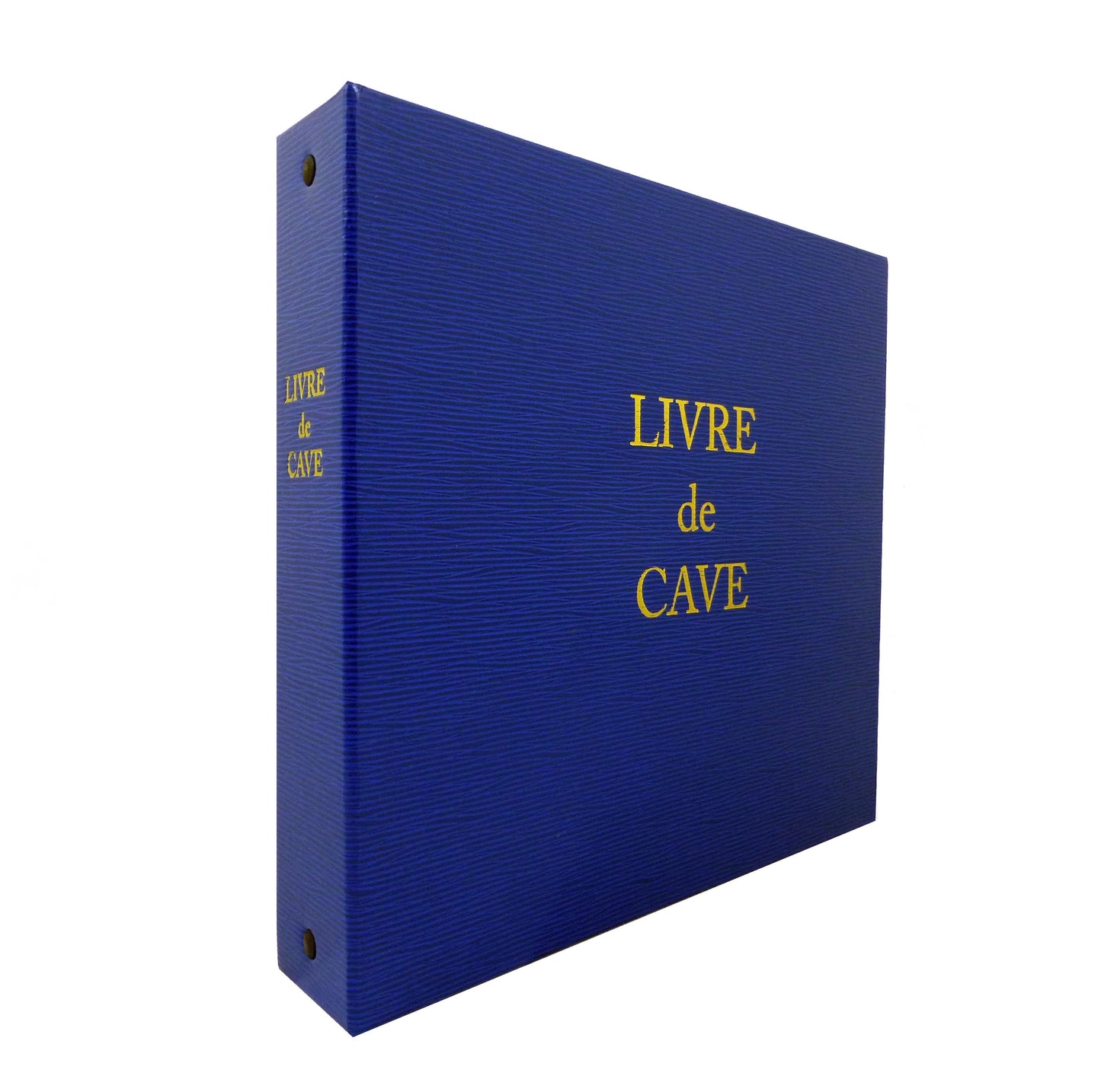 Ref: 601 - Livre de Cave bleu à anneaux avec recharge - 230 x 245 - 92 pages. Papier ivoire impression encre bordeaux