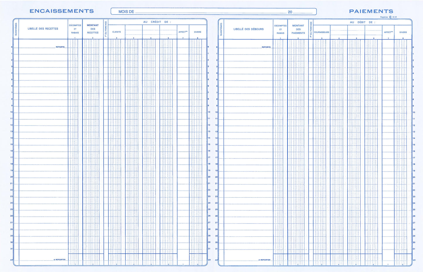 Ref: 93161 - Piqûre "Caisse, encaissements-paiements" - 320 x 250 - 100 pages - x5