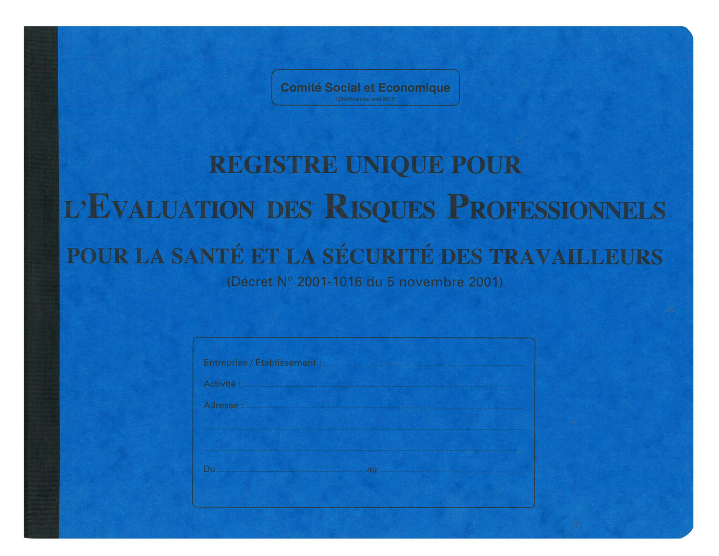 Ref: 9423 - Registre Evaluation des risques professionnels 240x320 80 pages