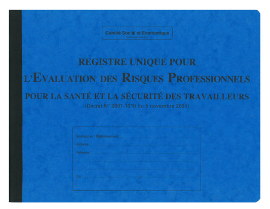 Ref: 9423 - Registre Evaluation des risques professionnels 240x320 80 pages