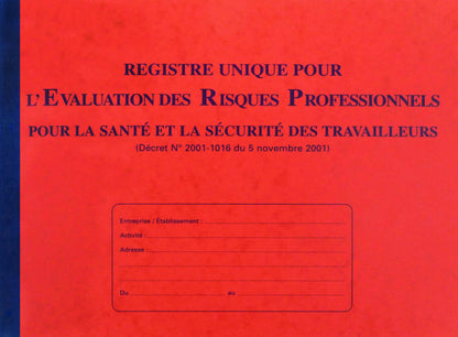 Ref: 9423 - Registre Evaluation des risques professionnels 240x320 80 pages