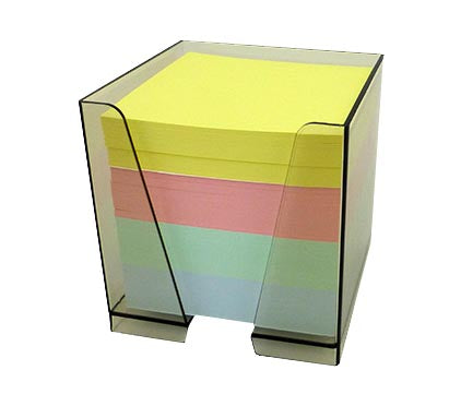 Ref: 994 - Bloc cube 4 couleurs avec container - 90x90x90 - non encollé - 800 feuilles - vendu par 12 blocs