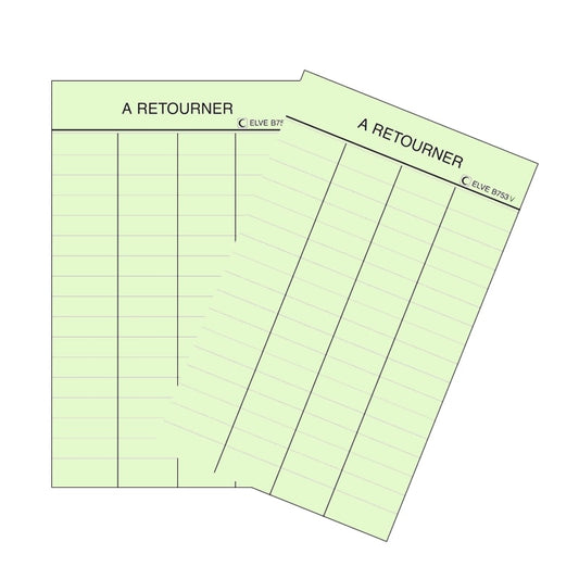 Fiches Bristol Bibliothèque Vert "A RETOURNER" 125x75 Ref: B753V
