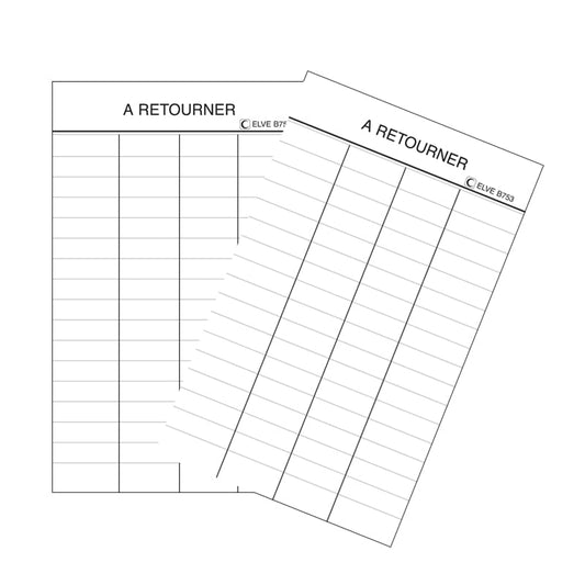 Ref: B753 - Fiches Bristol Bibliothèque Blanc "A RETOURNER" 125x75 (100 fiches)