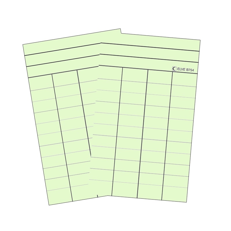 Fiches Bristol Bibliothèque vert 4 Colonnes - Ref : B754V