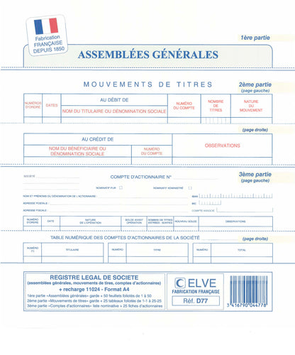 Reliure juridique combinant "50 feuillets d'Assemblées Générales"- Ref : D77
