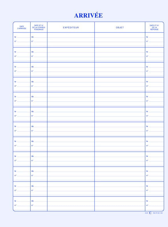 Registre "Courrier arrivée" - Ref: SP420